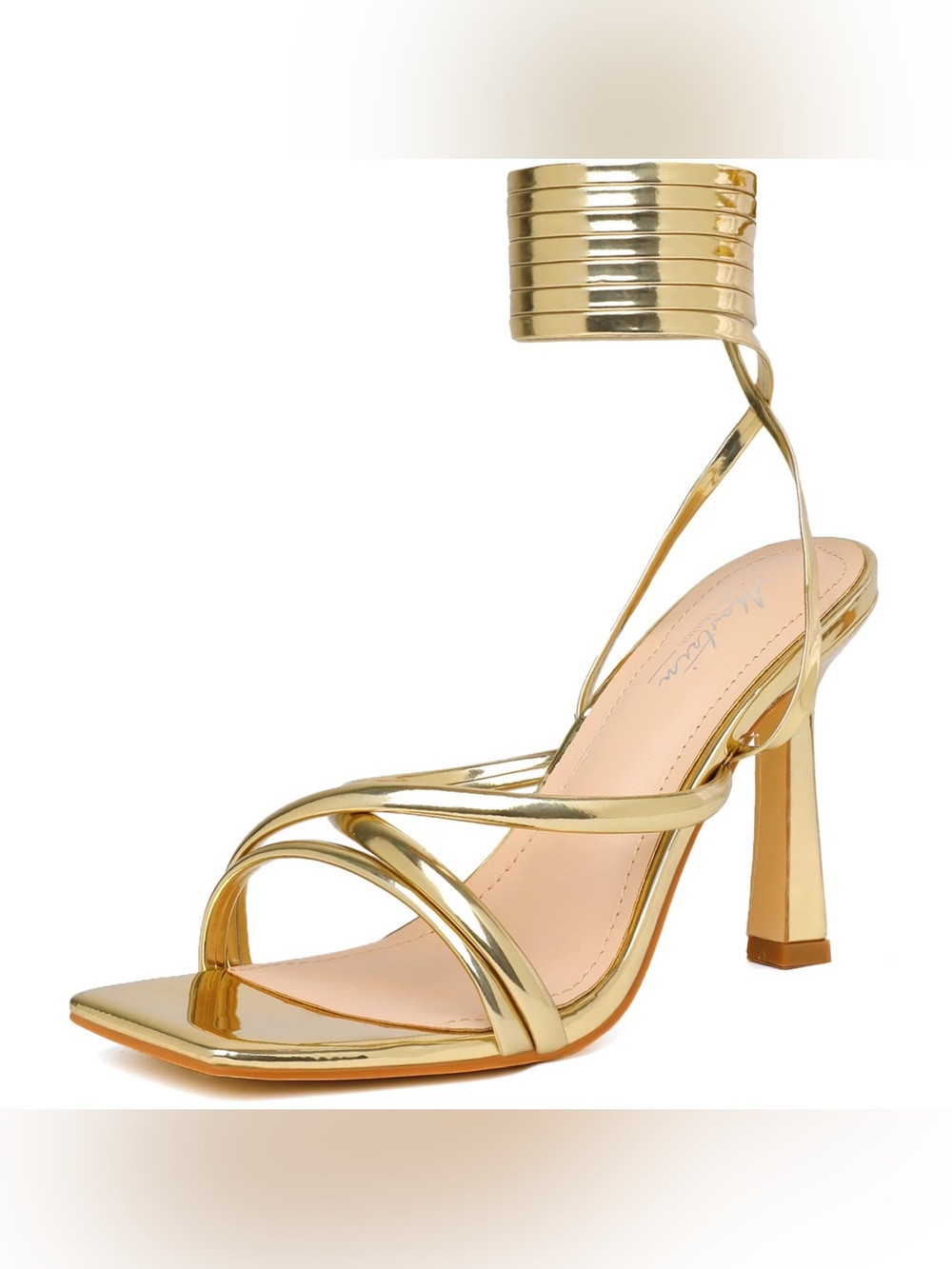 3S Metallic Gold Strappy High Heel Sandals Shoes